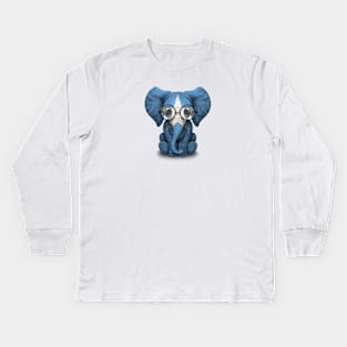 Baby Elephant with Glasses and Somali Flag Kids Long Sleeve T-Shirt